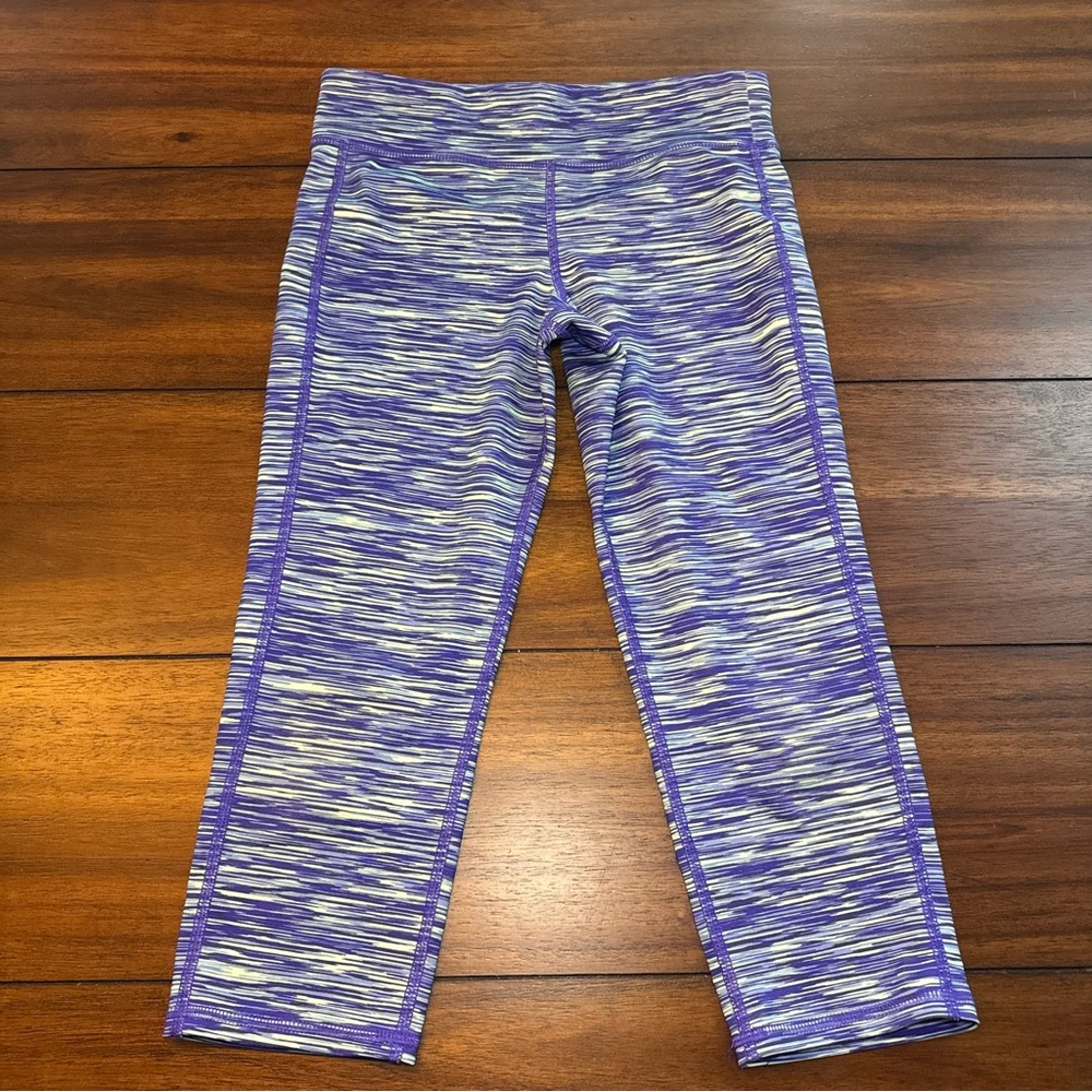 Old‎ Navy Active Go Dry Youth Girls Blue Purple Striped Cropped Leggings Size L